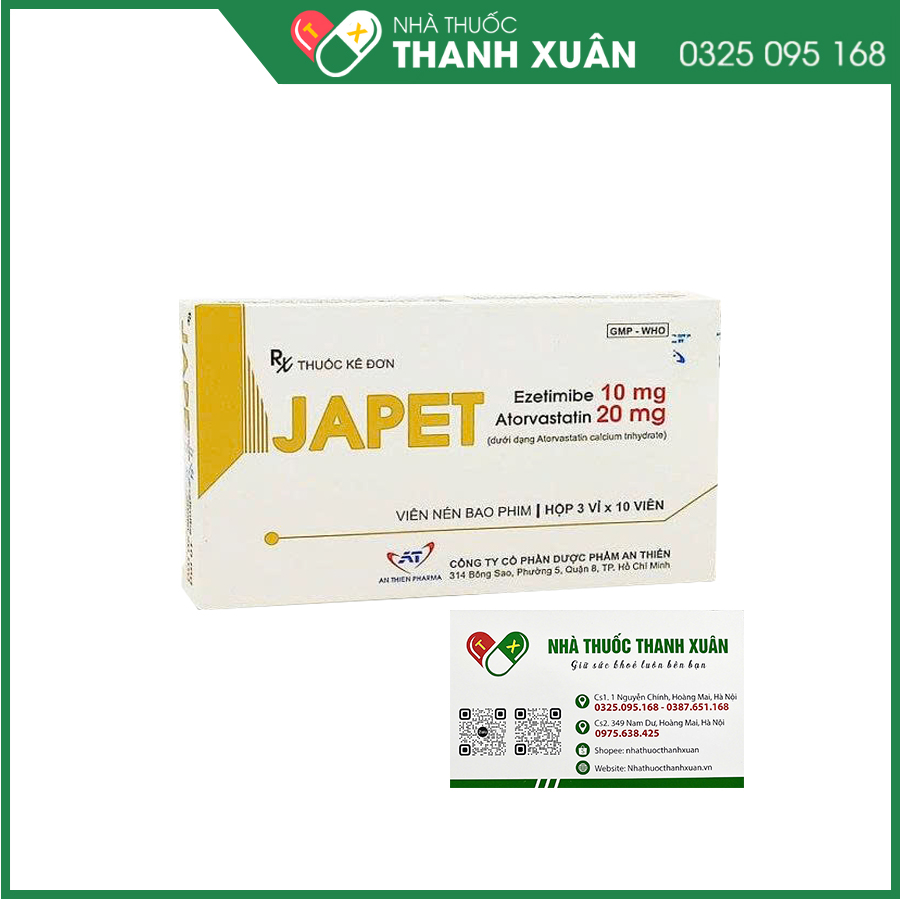Japet 10/20 thuốc điều trị tăng cholesterol máu và bệnh mạch vành